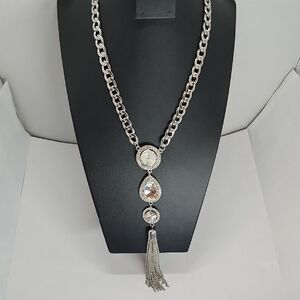 Elegant Silver Necklace with Tassel
